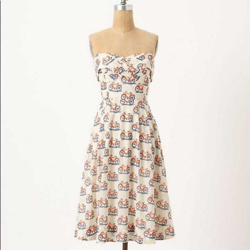 Anthropologie Bike Lane Strapless Dress